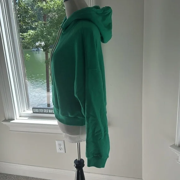 GAP Bright Green Vintage Cropped Drop Shoulder Hoody, Medium, Like New - Picture 5 of 10